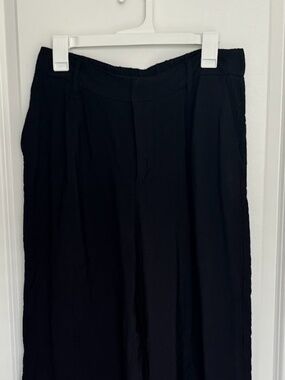 Black Linen-Blend Pants